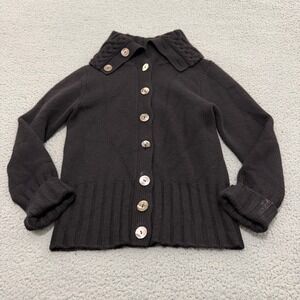 Henri Bendel 100% Cashmere Sweater Black Womens M Cardigan Shell Buttons